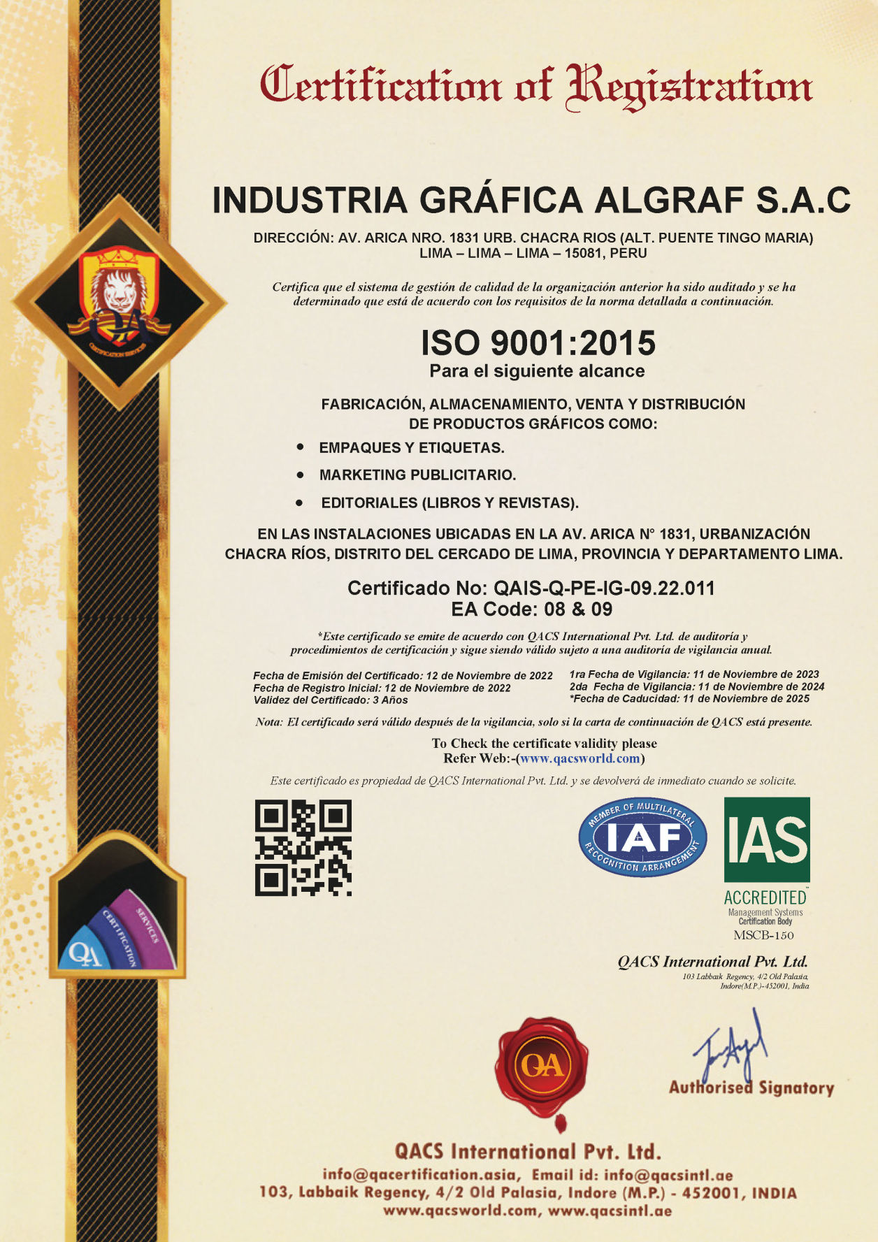 Certificación ISO 9001:2015
