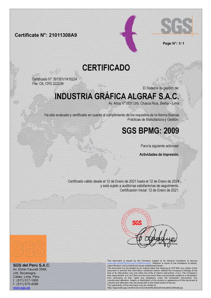 Certificacion de BPMG